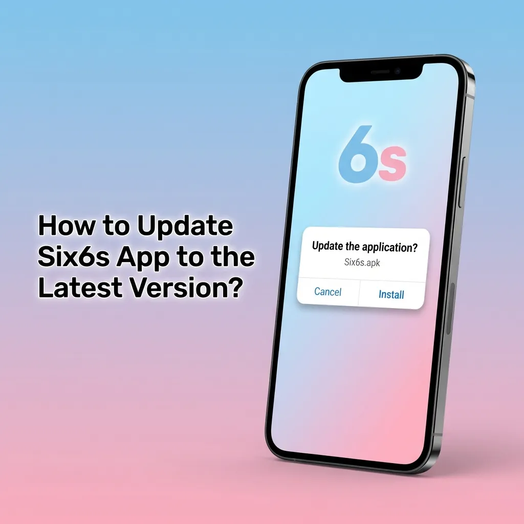 Six6s app update screen showing download button and version number on mobile device