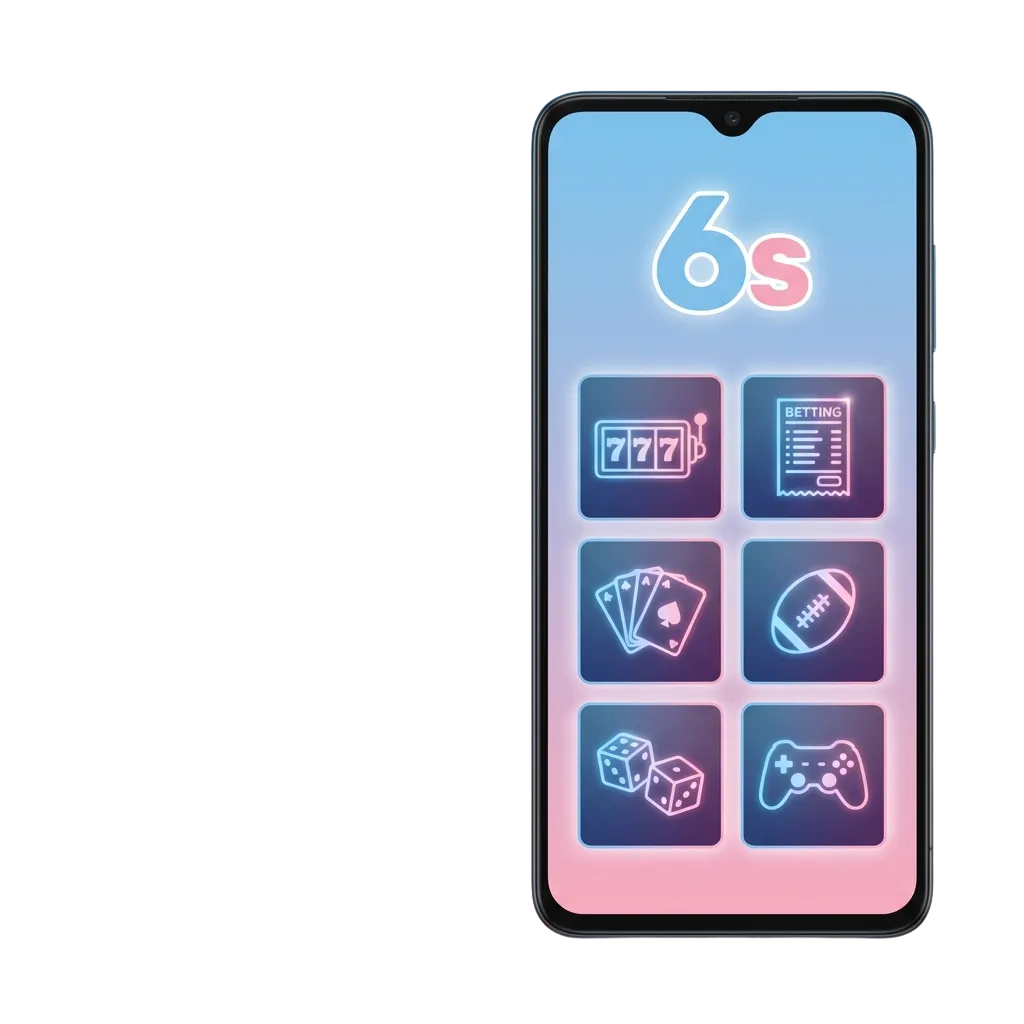 Six6s Android app interface showing mobile betting and casino games available for free download